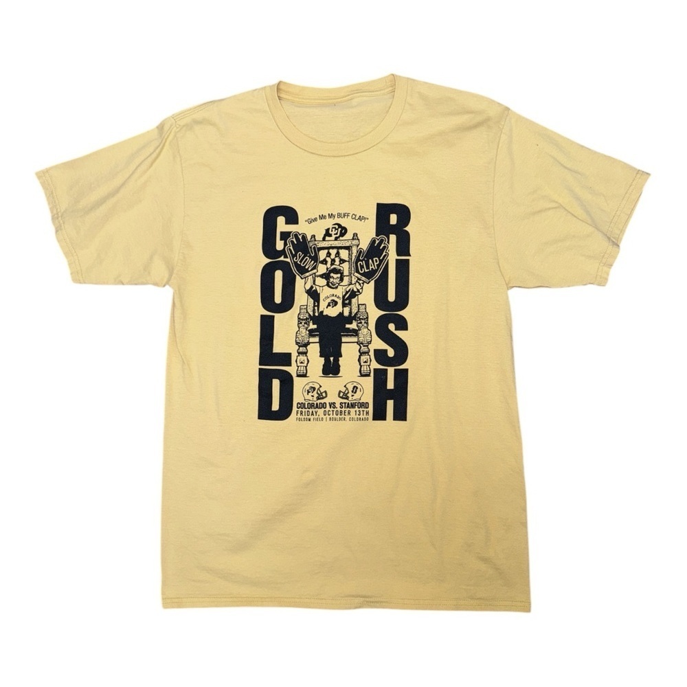 Source Unknown Yellow and Black Short Sleeve Tee with Bold Graphic